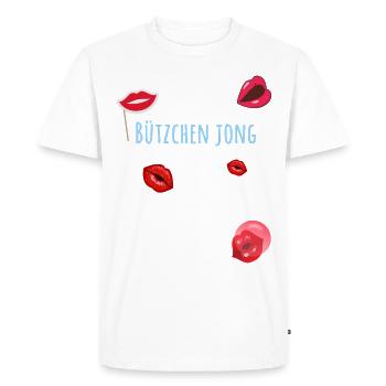 Bisous, bisous, jong, carnaval, lèvres - T-shirt Premium bio Homme - blanc - Devant - Nico (187cm)