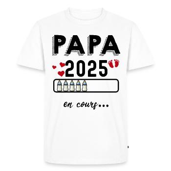 Annonce Grossesse Futur Papa En Cours - T-shirt Premium bio Homme - blanc - Devant - Nico (187cm)