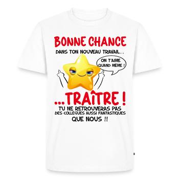 Départ Collègue Humour Pot De Départ Mutation - T-shirt Premium bio Homme - blanc - Devant - Nico (187cm)