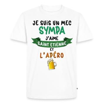 Saint Etienne Mec Sympa Bière Foot Homme Supporter - T-shirt Premium bio Homme - blanc - Devant - Nico (187cm)