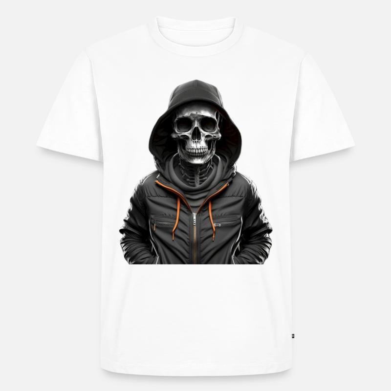 Skelett mit Pullover - Männer Premium Bio T-Shirt - Weiß