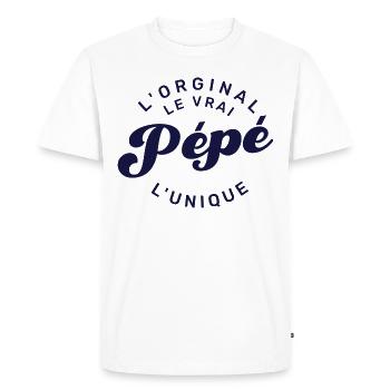 Pépé L'Original Le Vrai L'Unique - T-shirt Premium bio Homme - blanc - Devant - Nico (187cm)