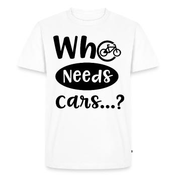 Un cycliste dit drôle : voitures, mobilité durable - T-shirt Premium bio Homme - blanc - Devant - Nico (187cm)
