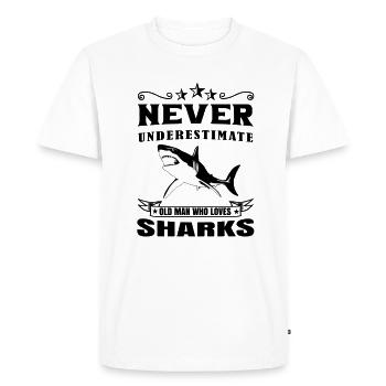 requin, grand requin blanc, requins, mégalodon, requin, requin marteau - T-shirt Premium bio Homme - blanc - Devant - Nico (187cm)