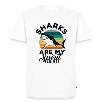 requin, grand requin blanc, requins, mégalodon, requin, requin marteau - T-shirt Premium bio Homme - blanc - Devant - Nico (187cm)