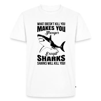 Requin Grand Requin Blanc Requin Mégalodon Requin Marteau Requin - T-shirt Premium bio Homme - blanc - Devant - Nico (187cm)