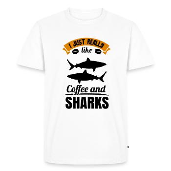 requin, grand requin blanc, requins, mégalodon, requin, requin marteau - T-shirt Premium bio Homme - blanc - Devant - Nico (187cm)