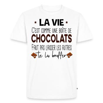 Chocolat Gâteau Gourmand Humour Régime Cadeau - T-shirt Premium bio Homme - blanc - Devant - Nico (187cm)