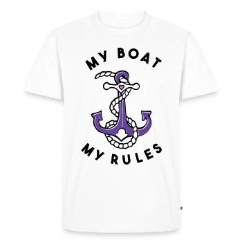 Mon bateau Mes règles Ancre et cordage - T-shirt Premium bio Homme - blanc - Devant - Nico (187cm)