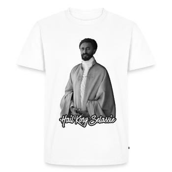 Hail King Selassie Jah Rastafari Roots Reggae - Men's Premium Organic T-Shirt - white - Front - Nico (187cm)