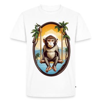 Singe sur balançoire - T-shirt Premium bio Homme - blanc - Devant - Nico (187cm)