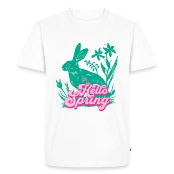 Hello Spring Rabbit with Flowers - Men's Premium Organic T-Shirt - white - Front - Nico (187cm)