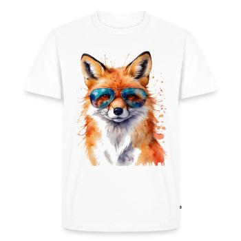 Lunettes de soleil renard imprimé imprimé animal coloré - T-shirt Premium bio Homme - blanc - Devant - Nico (187cm)