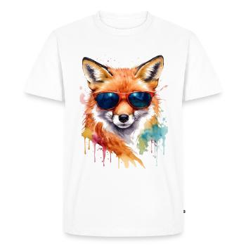 Lunettes de soleil renard imprimé imprimé animal coloré - T-shirt Premium bio Homme - blanc - Devant - Nico (187cm)