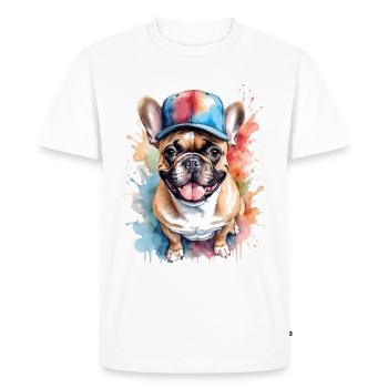 French Bulldog Snapback Cap Frenchie Dog - Men's Premium Organic T-Shirt - white - Front - Nico (187cm)