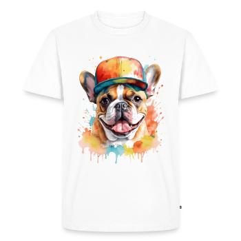 French Bulldog Snapback Cap Frenchie Dog - Men's Premium Organic T-Shirt - white - Front - Nico (187cm)