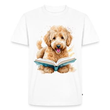Goldendoodle livre de lecture chien animal design imprimer - T-shirt Premium bio Homme - blanc - Devant - Nico (187cm)