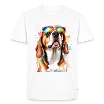 Beagle Lunettes de soleil chien drôle animal Design Print - T-shirt Premium bio Homme - blanc - Devant - Nico (187cm)