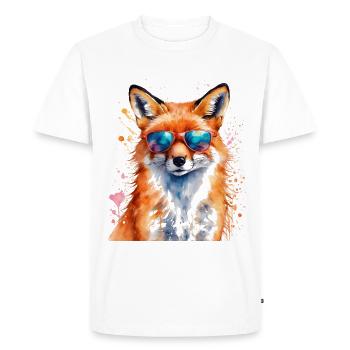 Lunettes de soleil renard imprimé imprimé animal coloré - T-shirt Premium bio Homme - blanc - Devant - Nico (187cm)