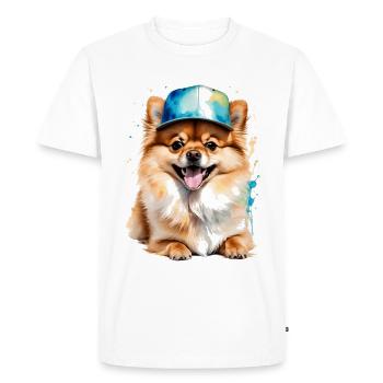 Pomeranian Pomeranian Snapback Cap Dog Print - Men's Premium Organic T-Shirt - white - Front - Nico (187cm)