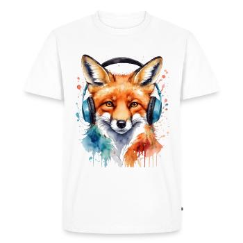 Renard Casque Musique Coloré Animal Design Imprimer - T-shirt Premium bio Homme - blanc - Devant - Nico (187cm)
