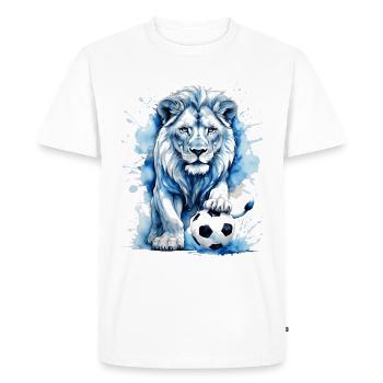 Löwe Fußball Bunt Schottland Tier Design Print - Männer Premium Bio T-Shirt - Weiß - Vorne - Nico (187cm)