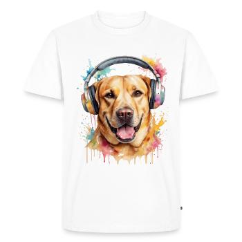 Labrador Retriever Casque Chien Animal Print - T-shirt Premium bio Homme - blanc - Devant - Nico (187cm)