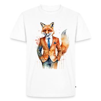 Costume Renard Imprimé Coloré Animal Design - T-shirt Premium bio Homme - blanc - Devant - Nico (187cm)