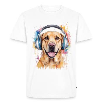 Labrador Retriever Casque Chien Animal Print - T-shirt Premium bio Homme - blanc - Devant - Nico (187cm)