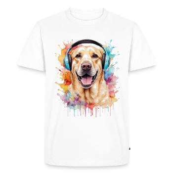 Labrador Retriever Casque Chien Animal Print - T-shirt Premium bio Homme - blanc - Devant - Nico (187cm)