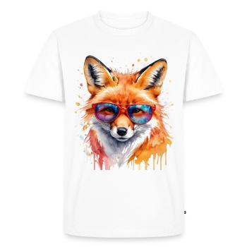 Lunettes de soleil renard Imprimé de design animal coloré - T-shirt Premium bio Homme - blanc - Devant - Nico (187cm)