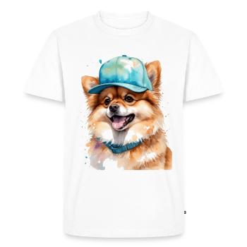 Pomeranian Pomeranian Snapback Cap Dog Print - Men's Premium Organic T-Shirt - white - Front - Nico (187cm)