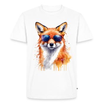 Lunettes de soleil renard Imprimé de design animal coloré - T-shirt Premium bio Homme - blanc - Devant - Nico (187cm)