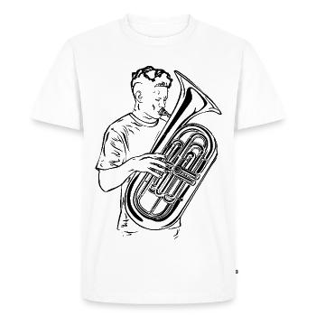 Tuba Player Drawing - Men's Premium Organic T-Shirt - white - Front - Nico (187cm)
