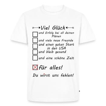 Someone who goes to America USA Good luck - Men's Premium Organic T-Shirt - white - Front - Nico (187cm)