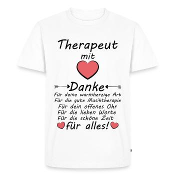 Musicothérapeute Musicothérapie Dites merci au revoir - T-shirt Premium bio Homme - blanc - Devant - Nico (187cm)