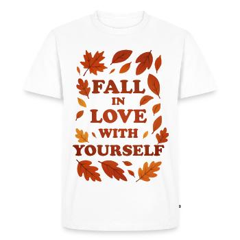 Fall in Love With Yourself – autumn graphic - Men's Premium Organic T-Shirt - white - Front - Nico (187cm)