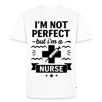 Pas parfaite, mais une excellente infirmière - T-shirt Premium bio Homme - blanc - Devant - Nico (187cm)
