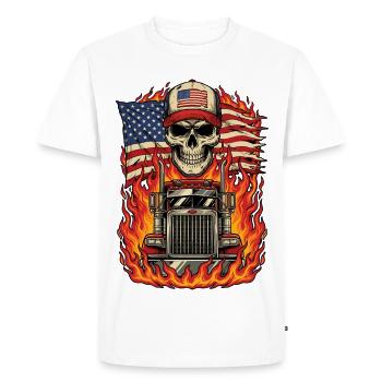 Trucker Patriotic US Semi Truck Driver - Men's Premium Organic T-Shirt - white - Front - Nico (187cm)