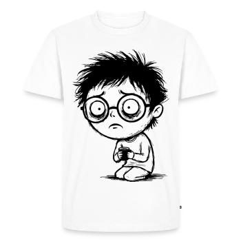 Étudiant Café Fatigue Regard Vide Manga - T-shirt Premium bio Homme - blanc - Devant - Nico (187cm)