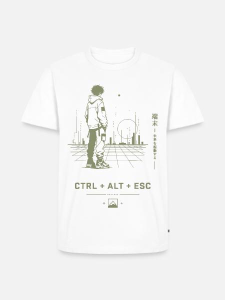 Ctrl Alt Esc Neon Stadt - Männer Premium Bio T-Shirt - Weiß