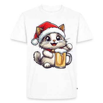 Bière de Noël pour chat - T-shirt Premium bio Homme - blanc - Devant - Nico (187cm)