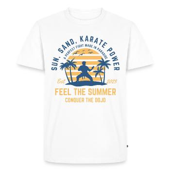 Karate summer on the beach under palm trees - Men's Premium Organic T-Shirt - white - Front - Nico (187cm)
