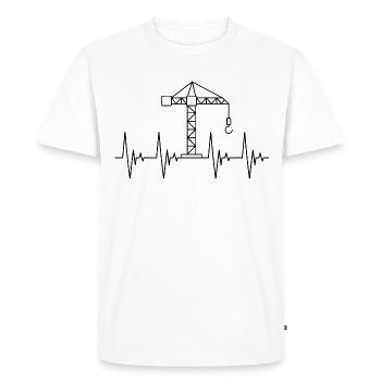 Crane black heartbeat construction vehicles - Men's Premium Organic T-Shirt - white - Front - Nico (187cm)