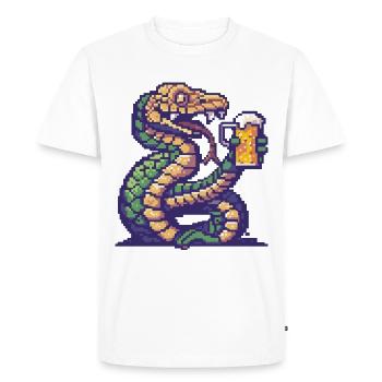 Snake Cobra Beer Pixel - Men's Premium Organic T-Shirt - white - Front - Nico (187cm)