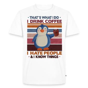 c'est ce que je fais pingouin deko pingu - T-shirt Premium bio Homme - blanc - Devant - Nico (187cm)