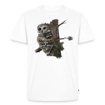 Hibou forêt nature - T-shirt Premium bio Homme - blanc - Devant - Nico (187cm)