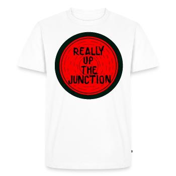 Really Up The Junction 1980's Retro Vintage Tee - Men's Premium Organic T-Shirt - white - Front - Nico (187cm)