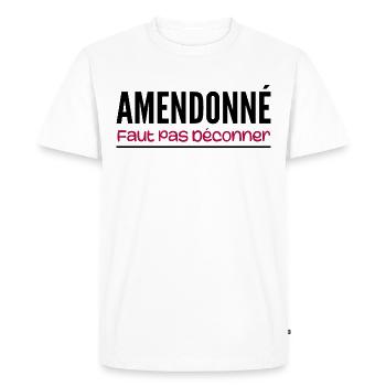 amendonné faut pas déconner - T-shirt Premium bio Homme - blanc - Devant - Nico (187cm)