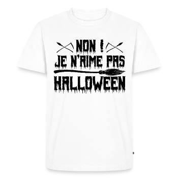 Anti halloween humour Je n'aime pas Halloween - T-shirt Premium bio Homme - blanc - Devant - Nico (187cm)